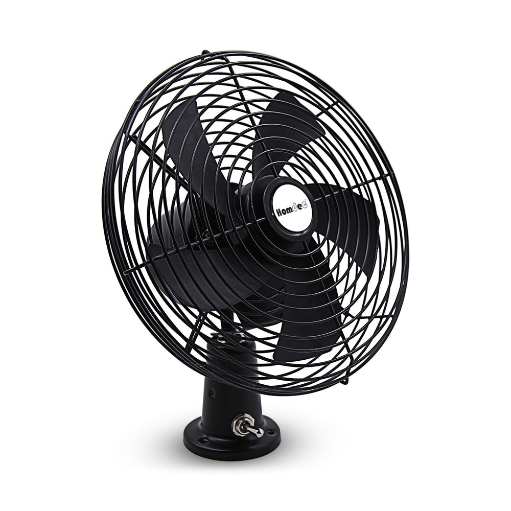 Homdec front view metal fan showing compact airflow benefit