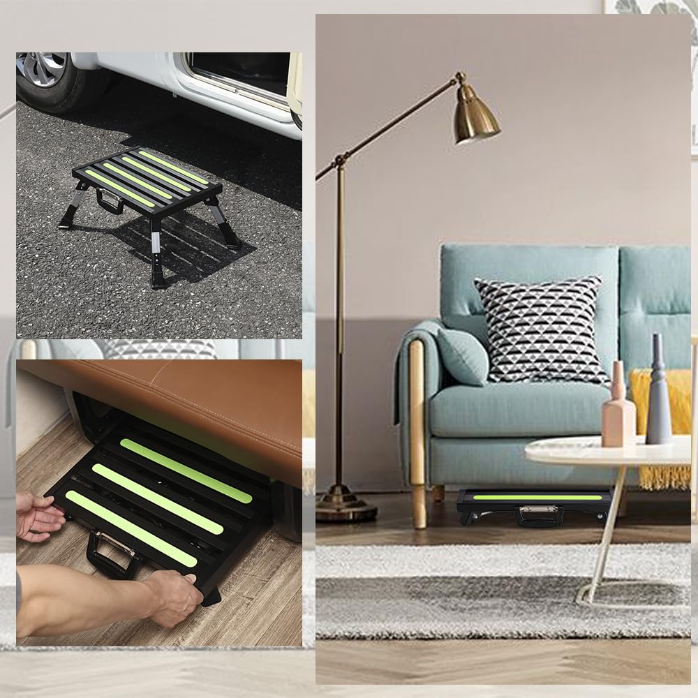 Homeon Wheels step in use at an RV door offering secure, steady entry benefit