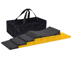 Homeon Wheels kit front view showing blocks ramps chock bag, easy transport benefit