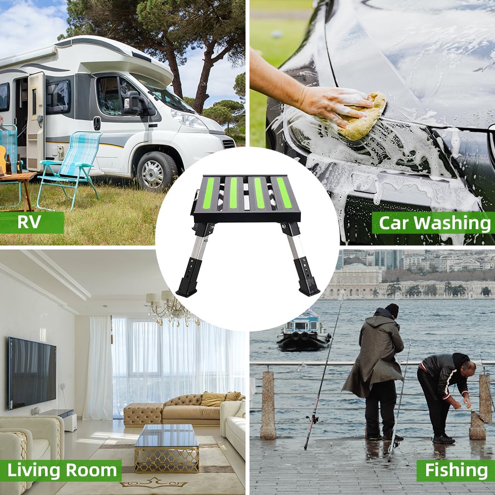 Homeon Wheels step next to a hand showing scale and lightweight portability benefit