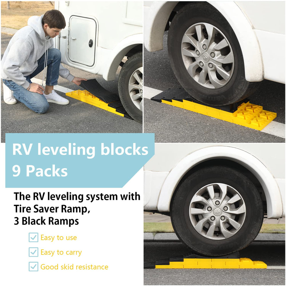 Homeon Wheels wheel chock close-up demonstrating anti-slip grip for parking security