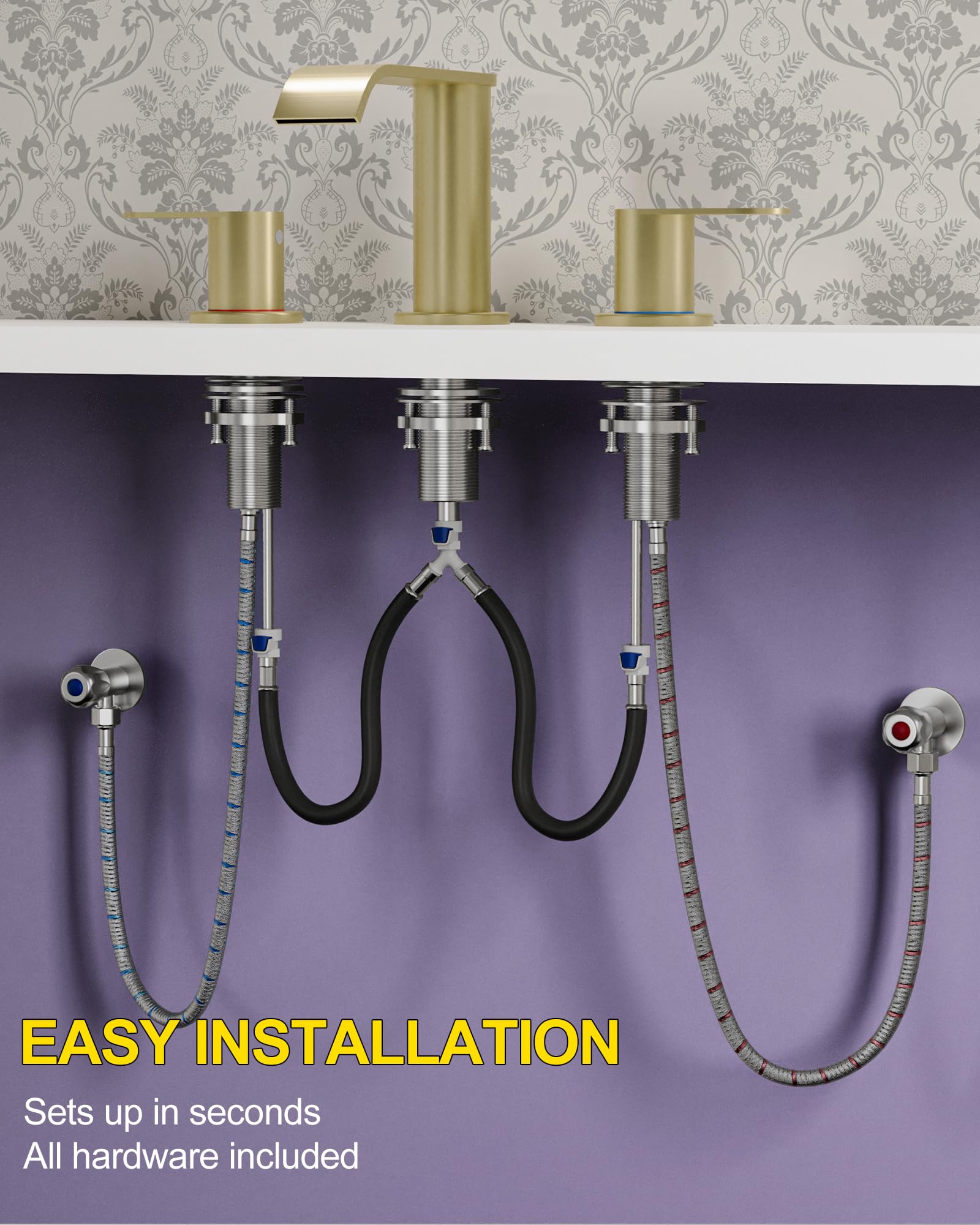 Homevacious lifestyle image of paired faucets on a vanity showing coordinated design impact