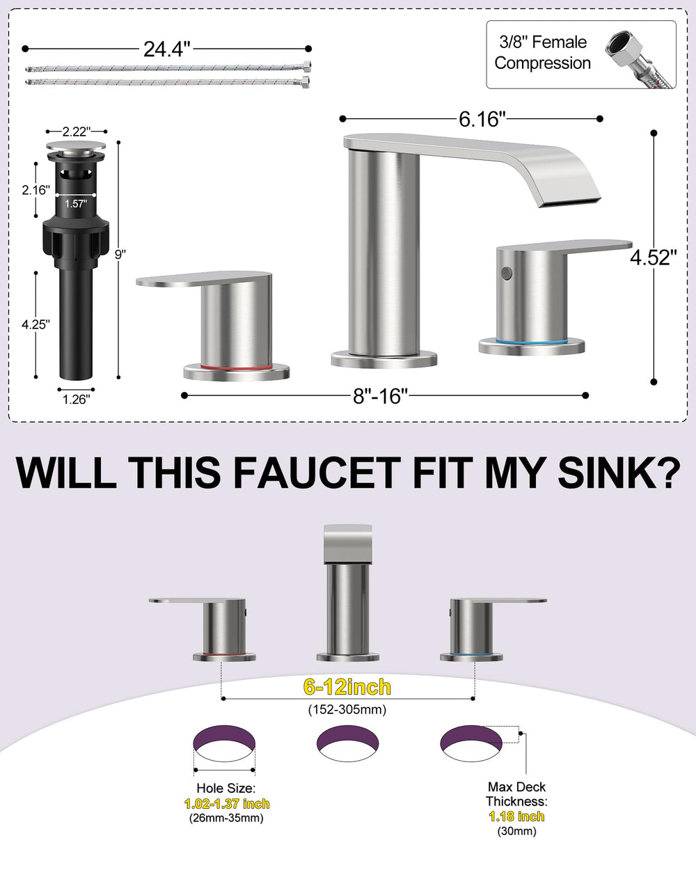 Homevacious dual handle detail giving precise flow and temperature control benefit