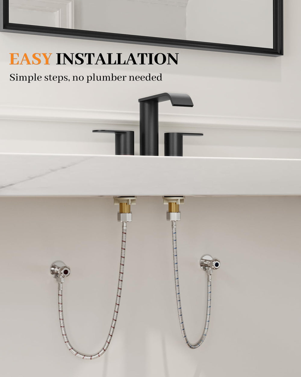 Homevacious pop-up drain and supply lines included for straightforward installation