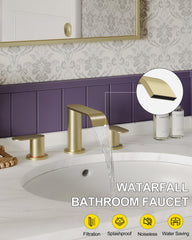 Homevacious underside view showing installation scale and hardware for 6–12 inch widespread sinks