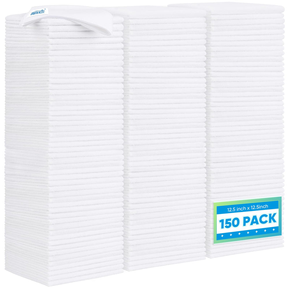 HOMEXCEL front packaging showing 150-count microfiber cloths and bulk value benefit