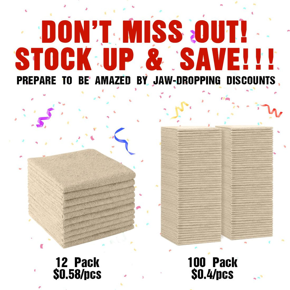HOMEXCEL stacked towels illustrating 100-pack quantity and savings