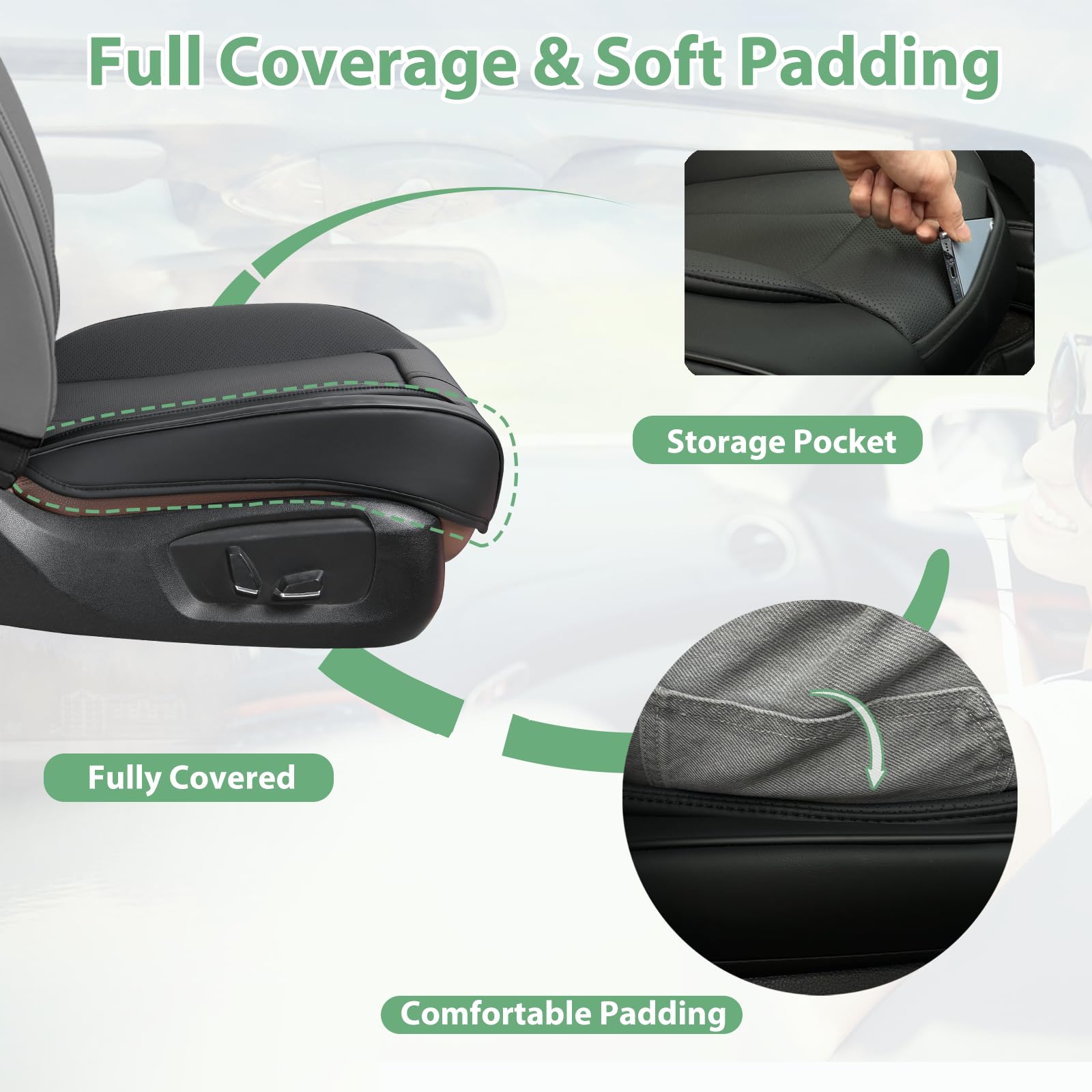 HOMOSTARRY buckles and straps securing the seat cover for stable fit