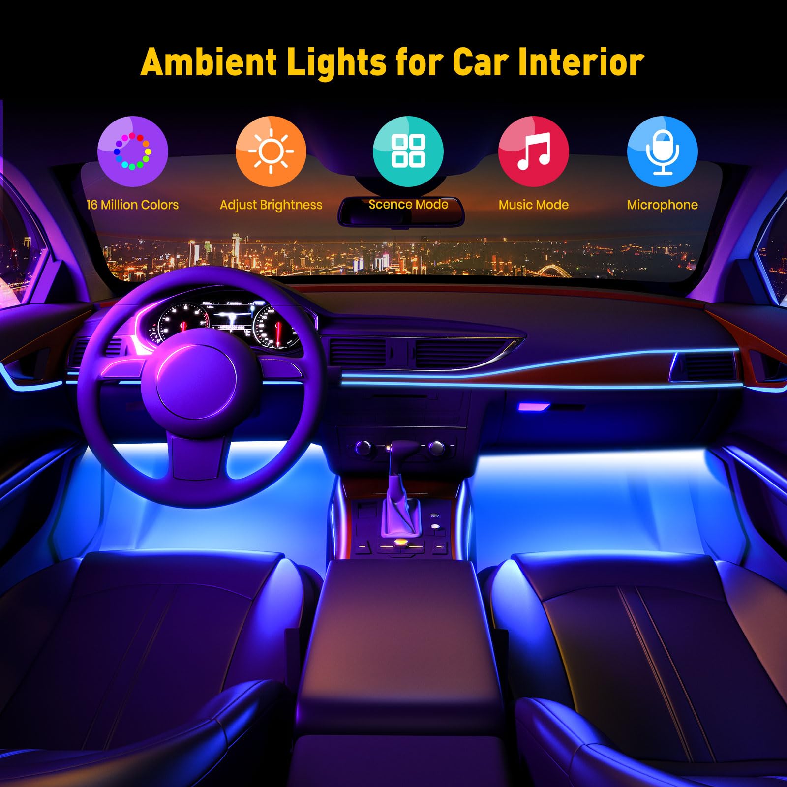 Honalia smartphone app control screen showing DIY color selection and presets benefit