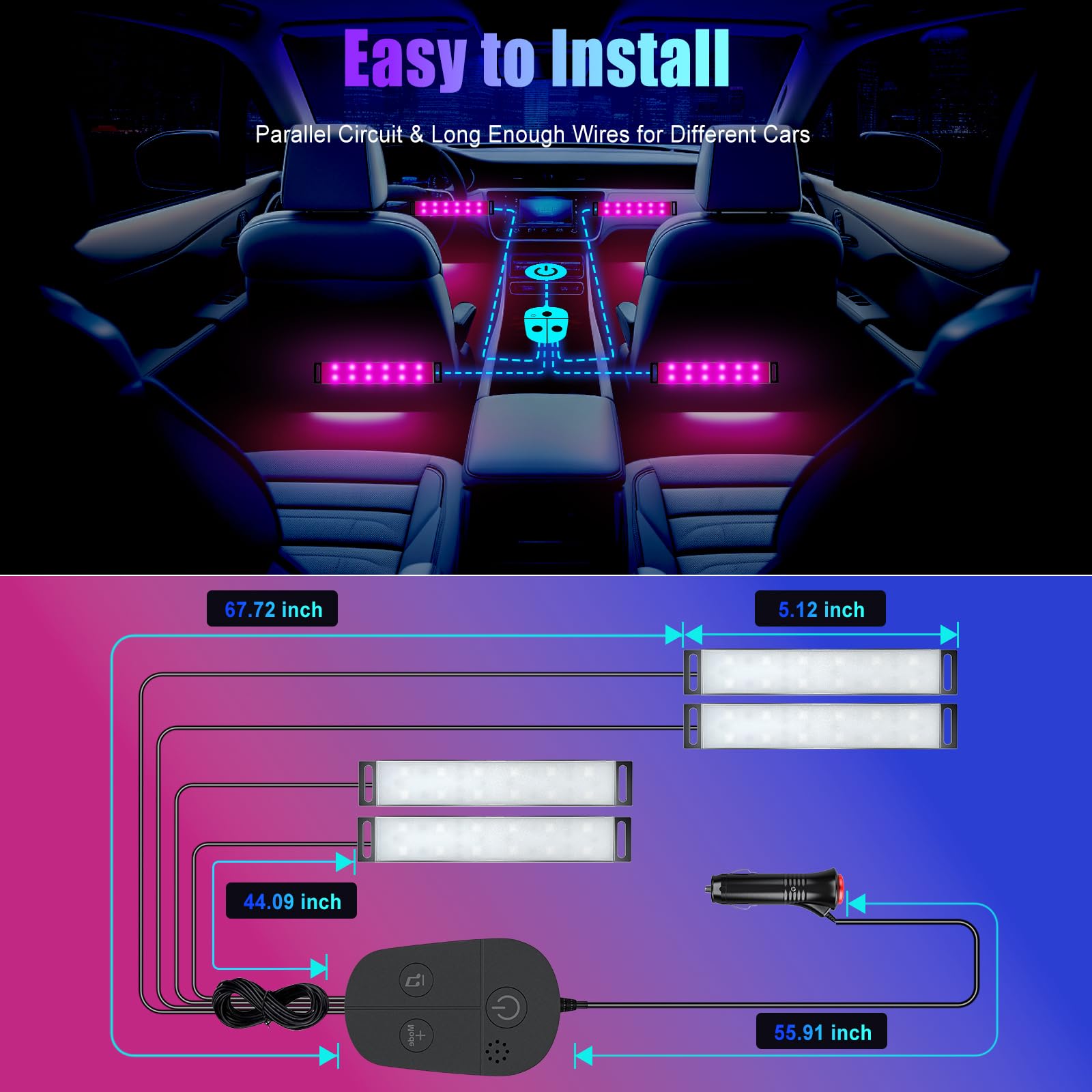 Honalia ambient lighting in car cabin at night enhancing mood and visibility