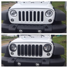 Hooke Road bezels installed on Jeep JK front for a rugged, customized look