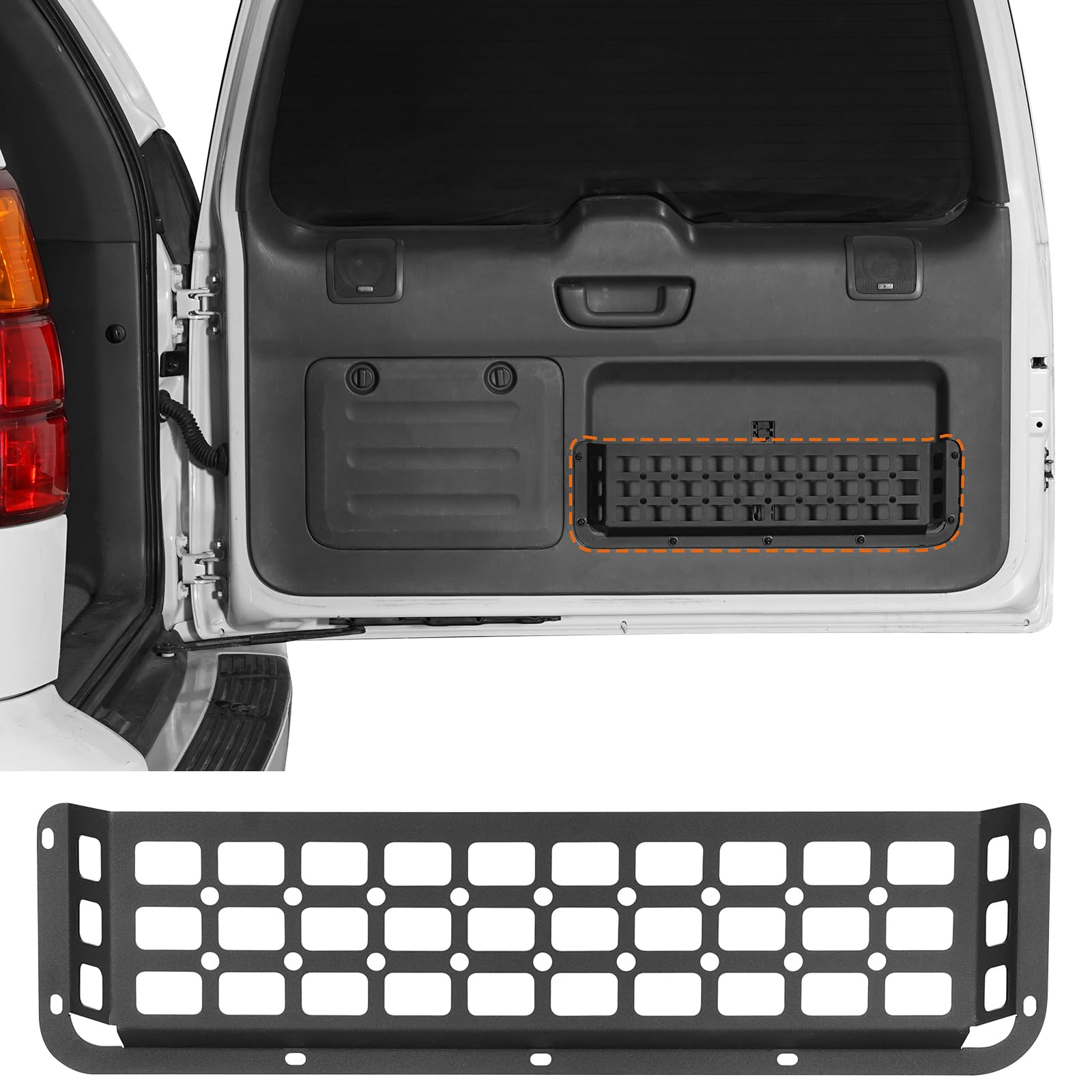 Hooke Road front view of tailgate panel showing clean storage benefit