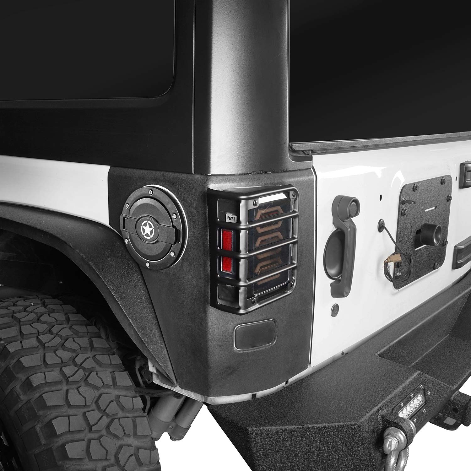 Hooke Road side profile of tail light guard demonstrating secure fit