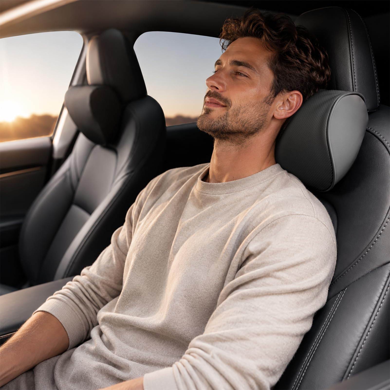HOPON front view on car seat showing sleek leather and fit benefit
