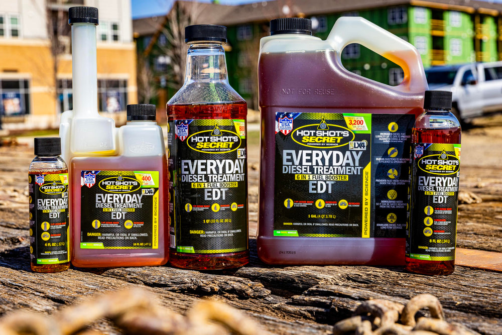 Hot Shot's Secret EDT on a worksite beside a diesel truck highlighting protection