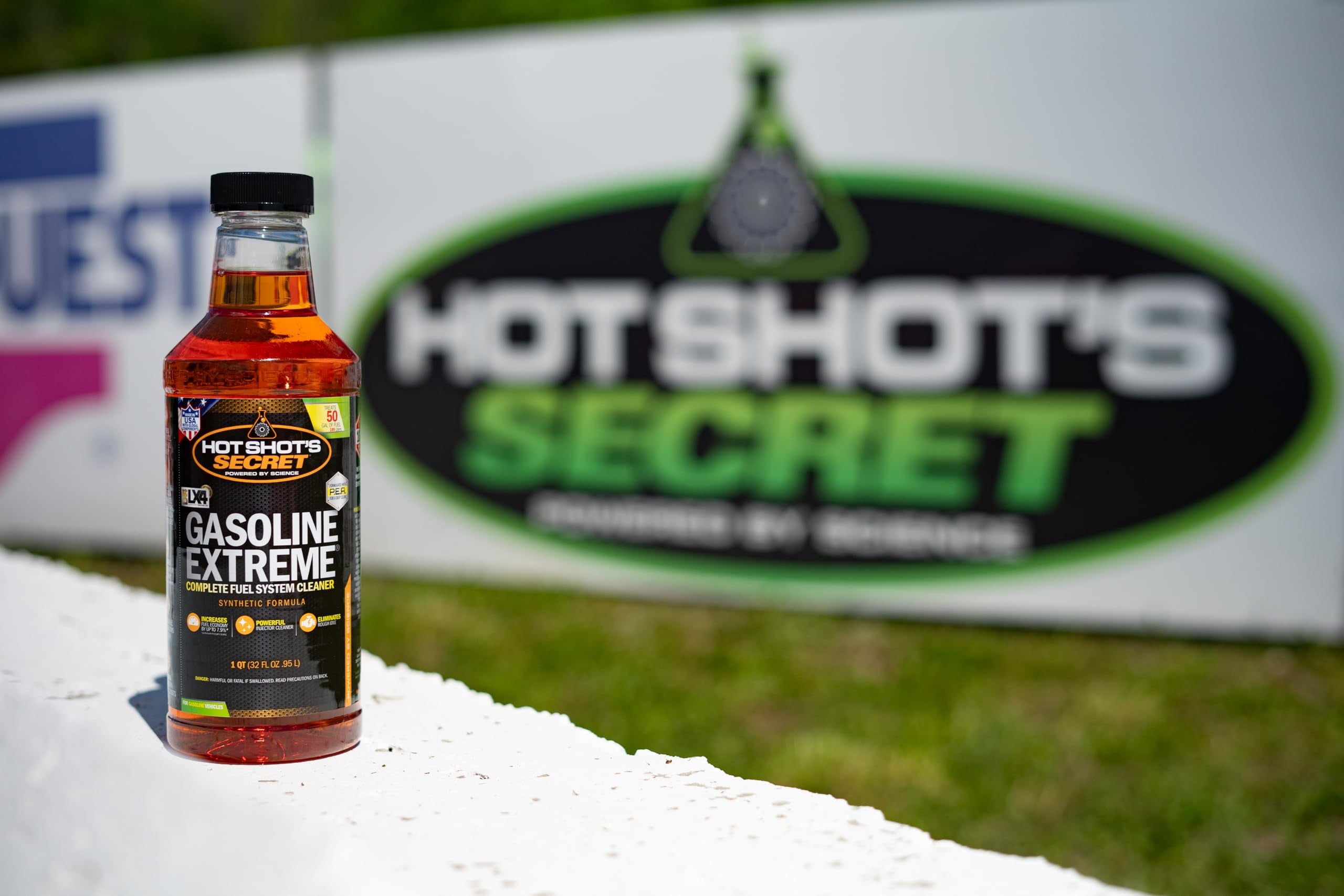 Hot Shot's Secret being poured into a vehicle fuel tank to restore fuel flow