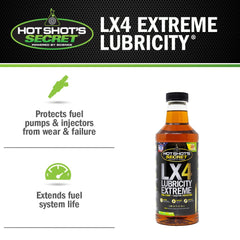 Hot Shot's Secret LX4 graphic of injector protection reducing wear and extending life