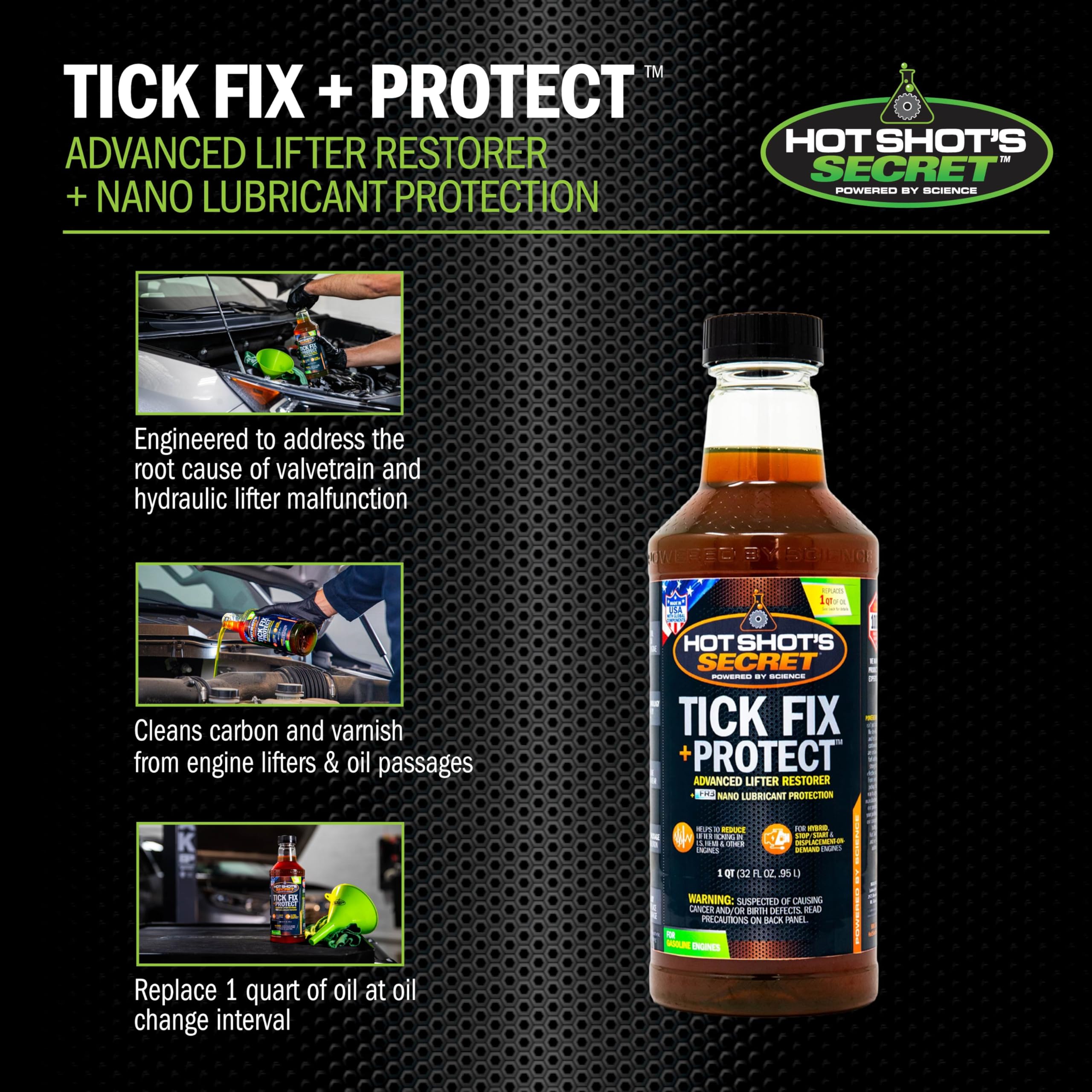 Hot Shot's Secret being poured into engine oil fill to restore lifter function