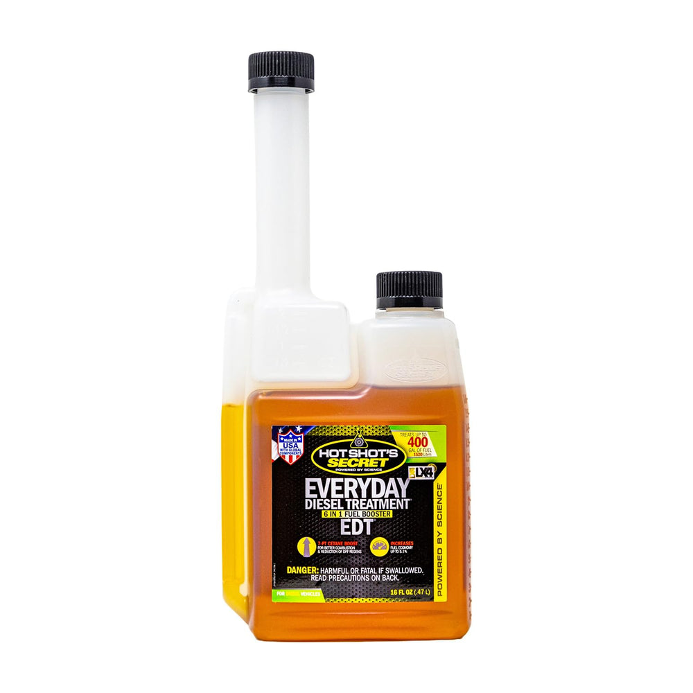 Hot Shot's Secret pouring into diesel tank, easy at-fill-up application