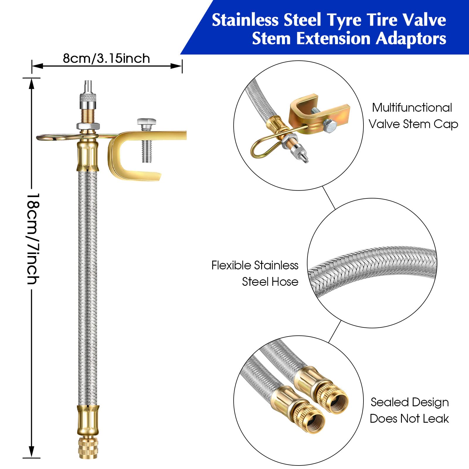 Close-up of Hotop stainless-steel braided hose and copper nut for durable reach