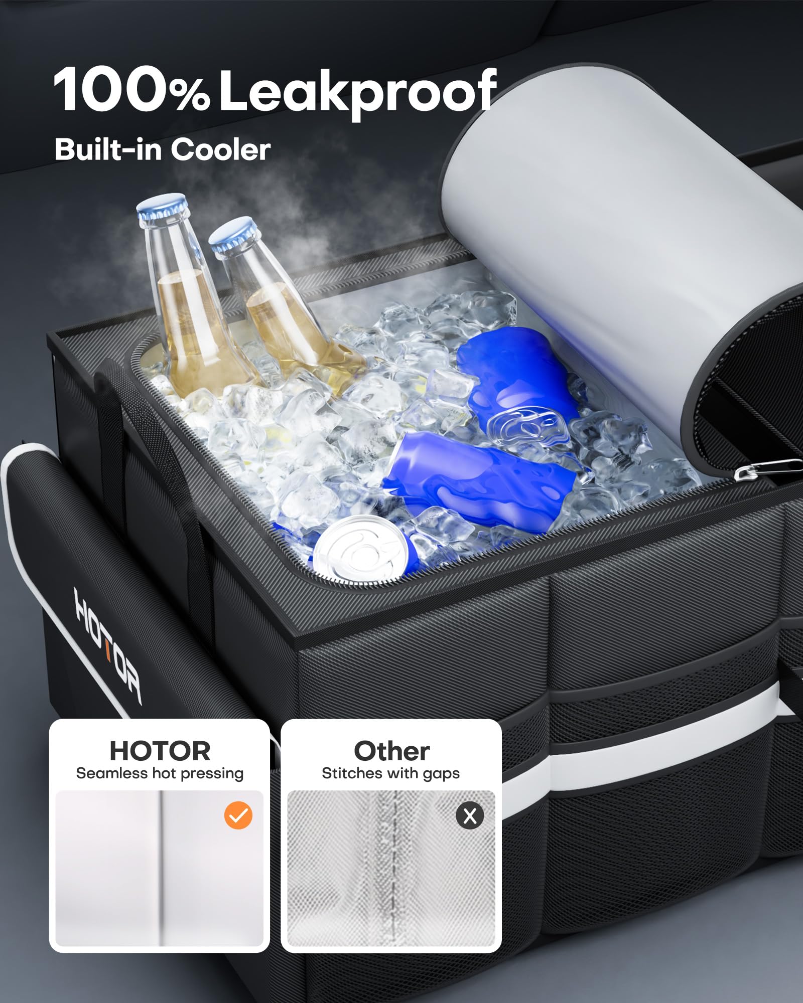 HOTOR folded compact profile showing space-saving portability benefit