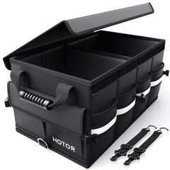 HOTOR front view of trunk organizer showing stable storage and quick loading