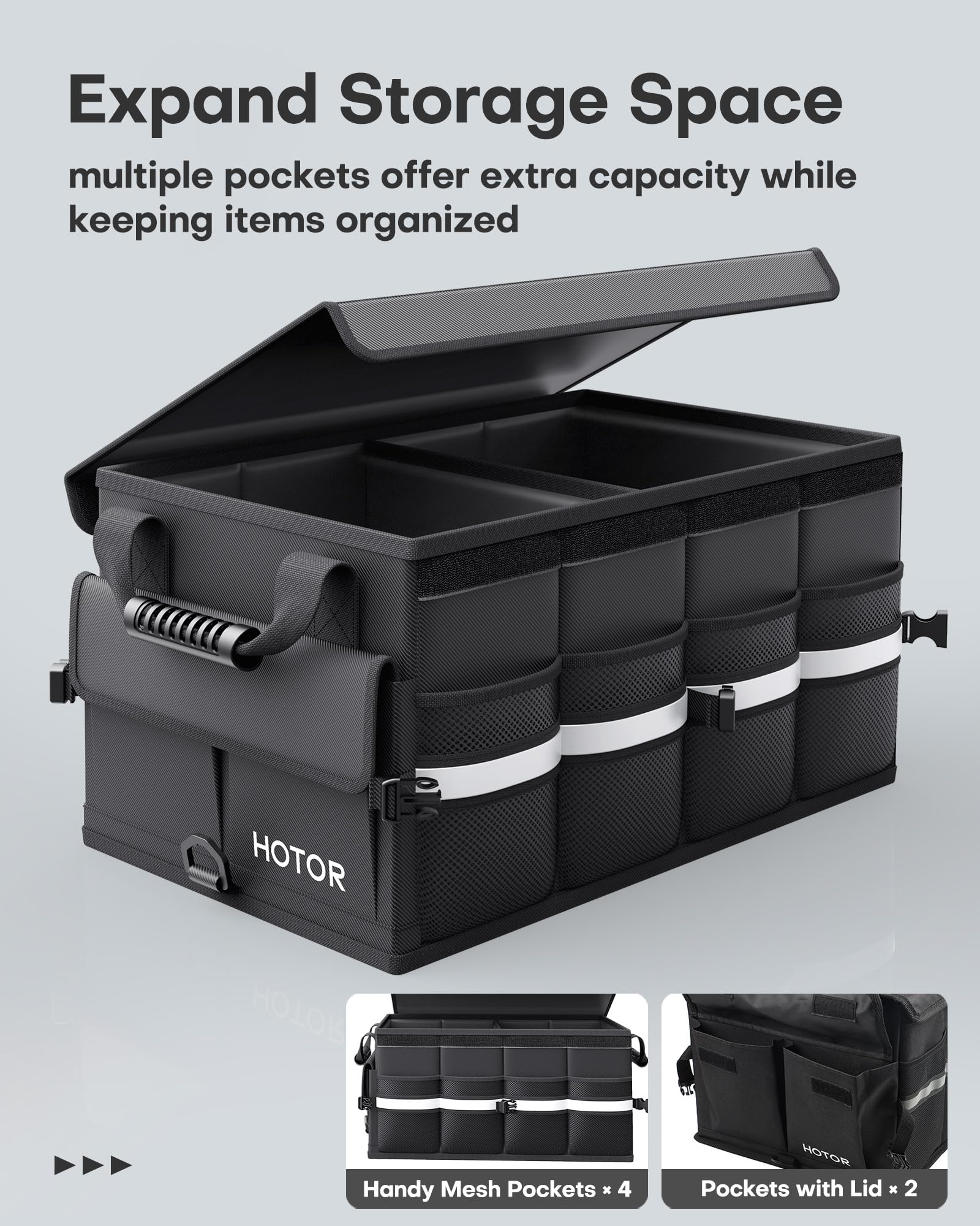 HOTOR open top revealing two compartments for organized cargo separation
