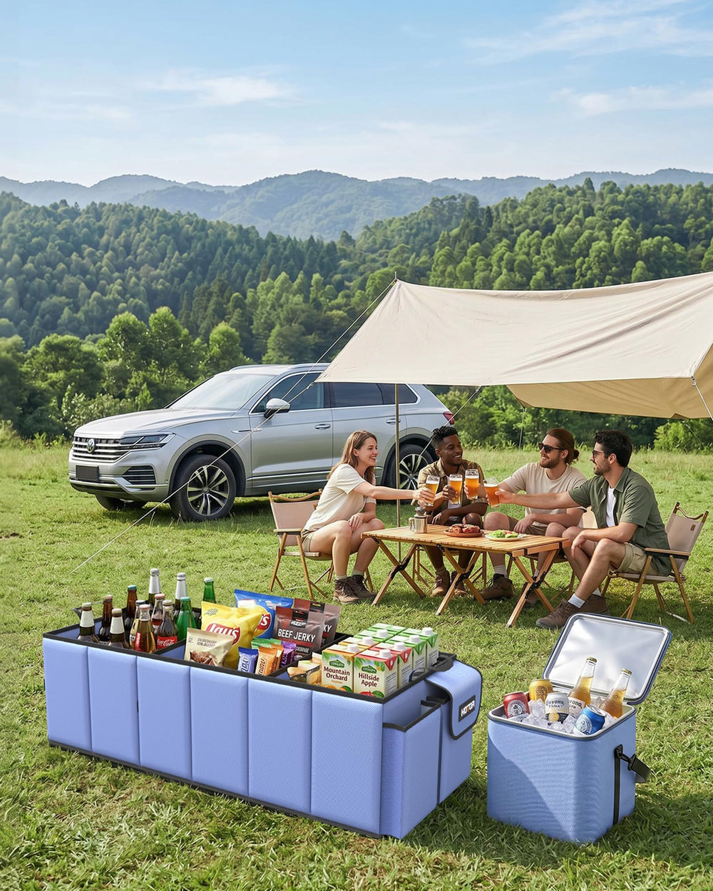 HOTOR organizer in vehicle lifestyle image showing secure placement and easy access