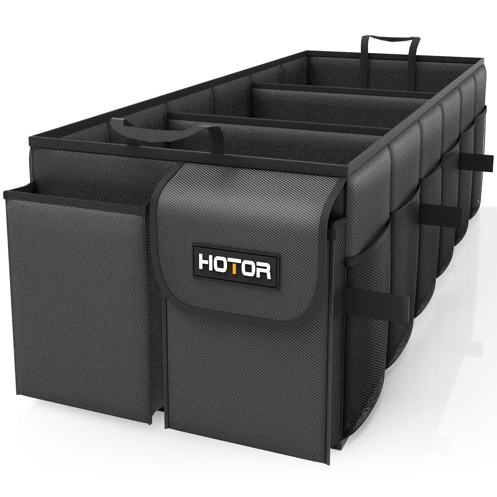 HOTOR front view showing three compartments and neat organization benefit