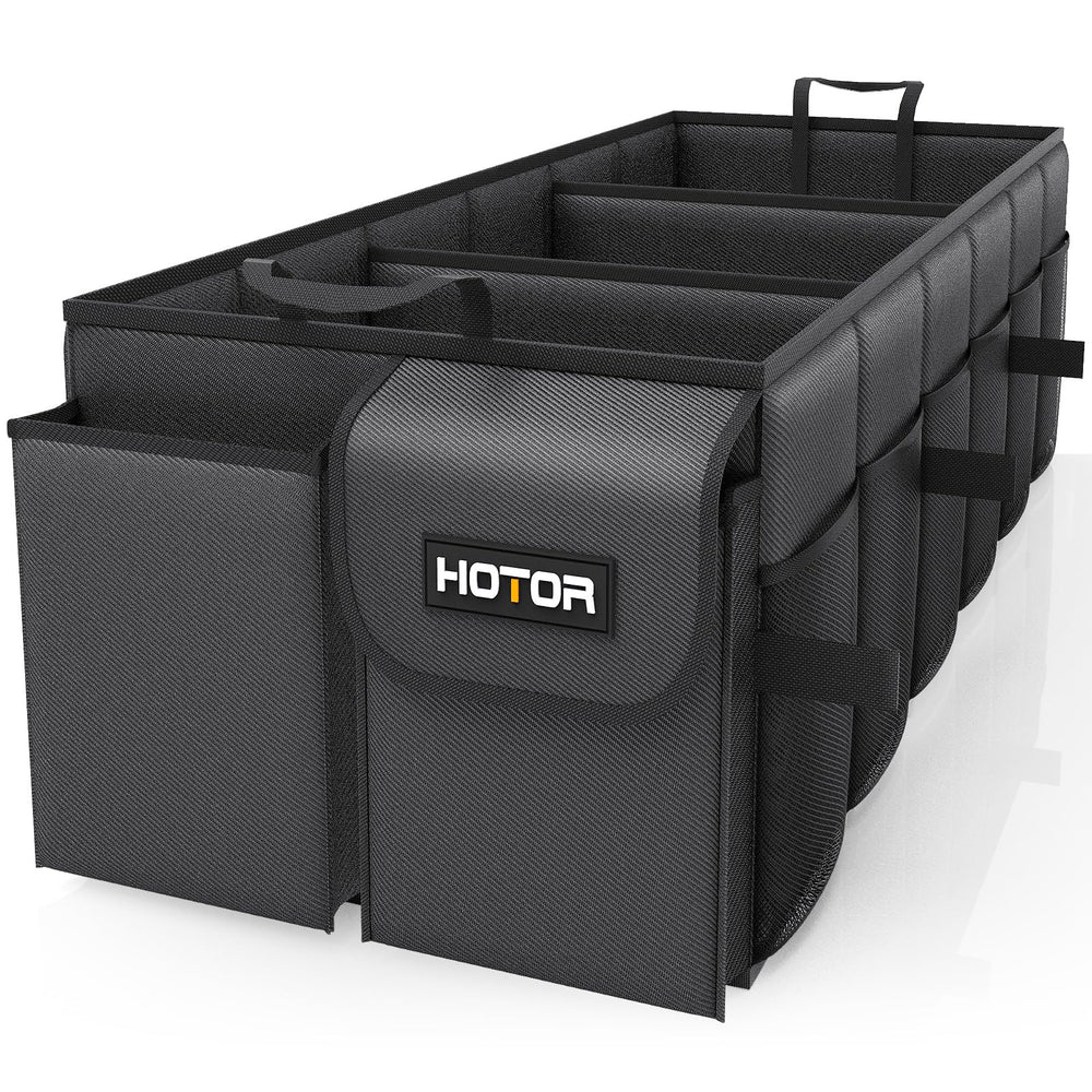 HOTOR front view showing three compartments and neat organization benefit