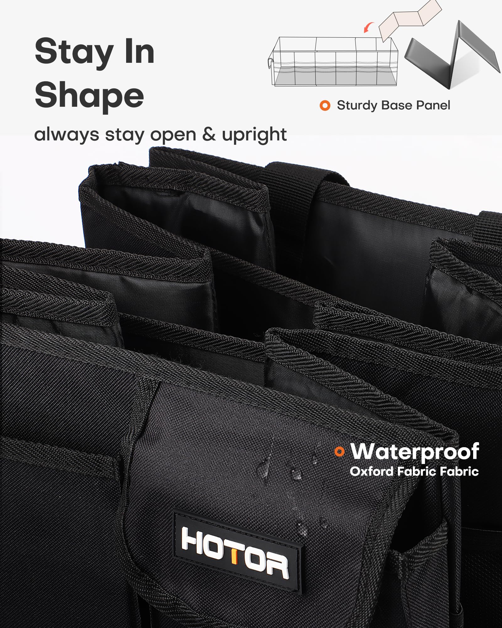 HOTOR mesh pocket detail holding bottles for quick-grab convenience benefit
