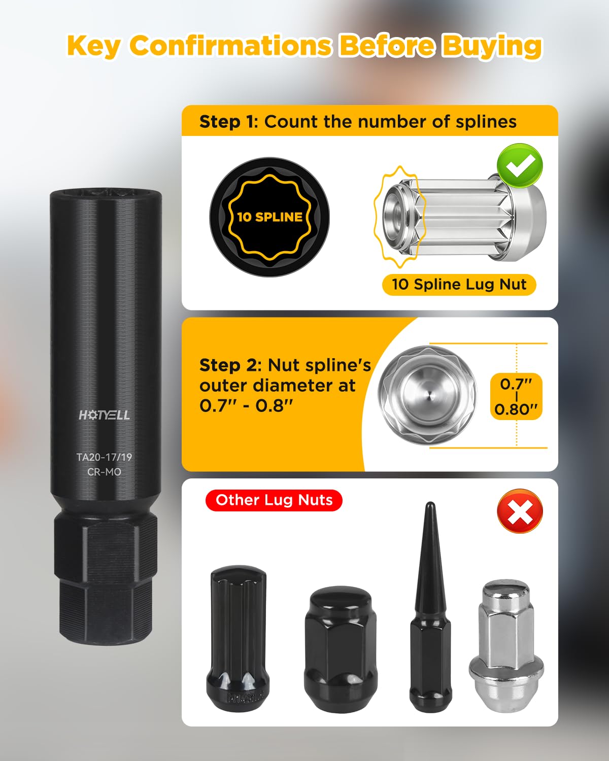 HOTYELL lug key beside ruler showing compact size and easy transport
