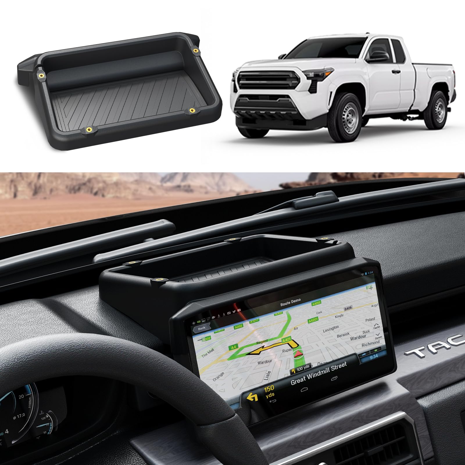 HOUCLEMIC front view installed showing clean dash integration and organized storage
