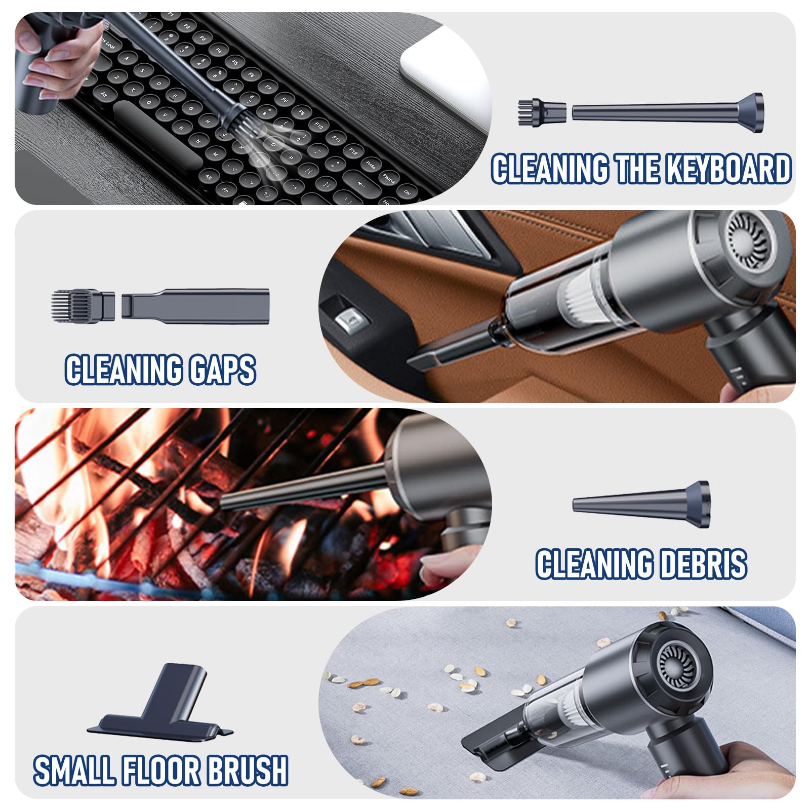houscly accessories laid out demonstrating versatile 4-in-1 functions