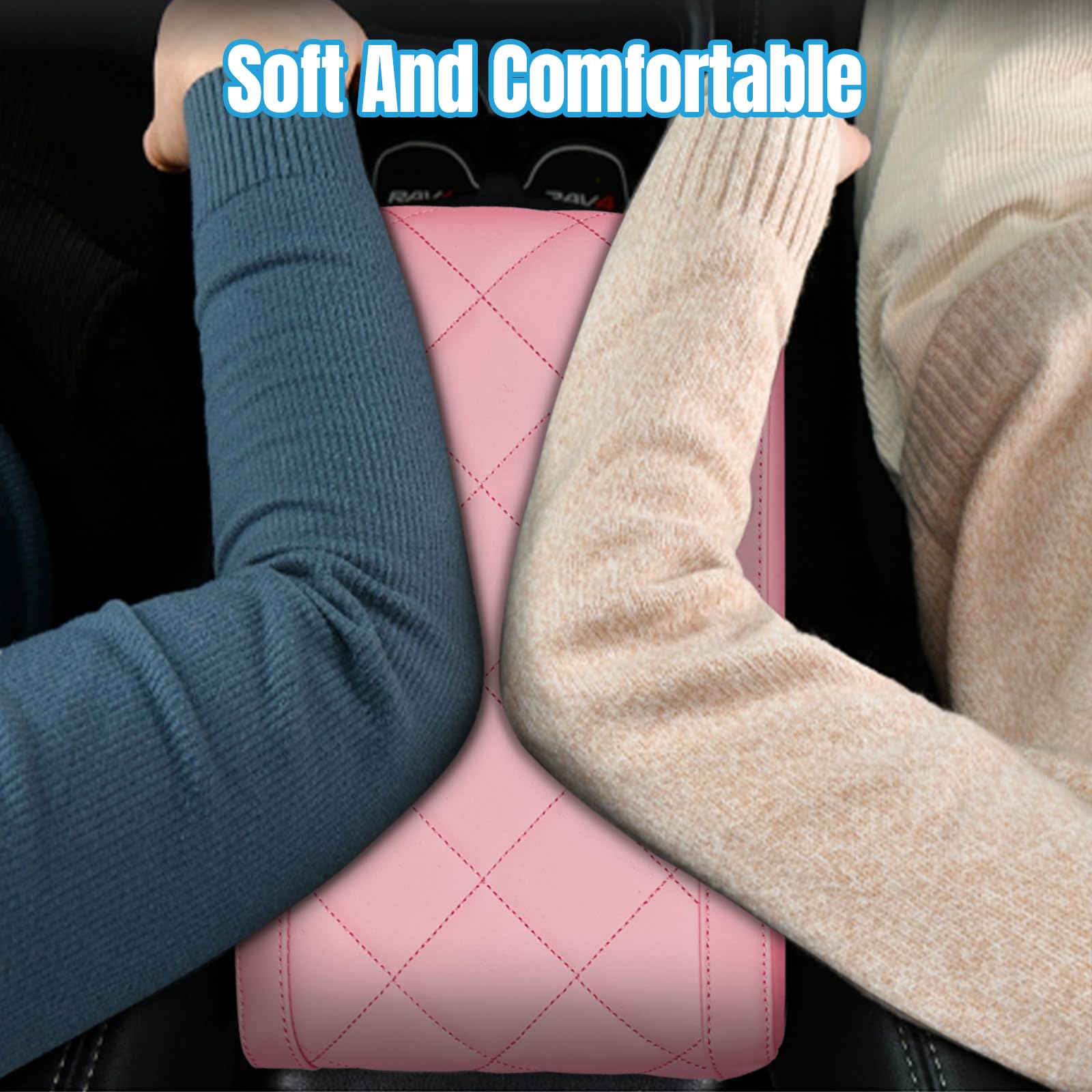 Hovom armrest cover in driving scene, elevates comfort for long trips