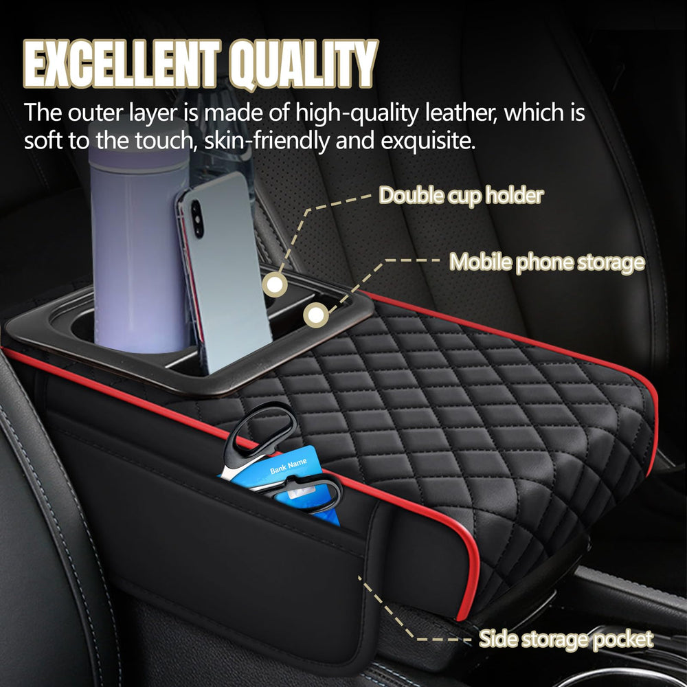 Hovom side storage and phone slot holding phone and keys for organization