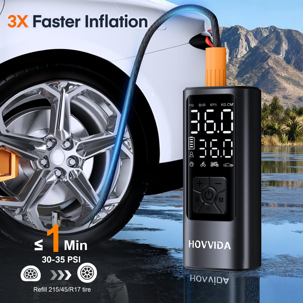 HOVVIDA close-up digital display showing preset PSI and accurate readings
