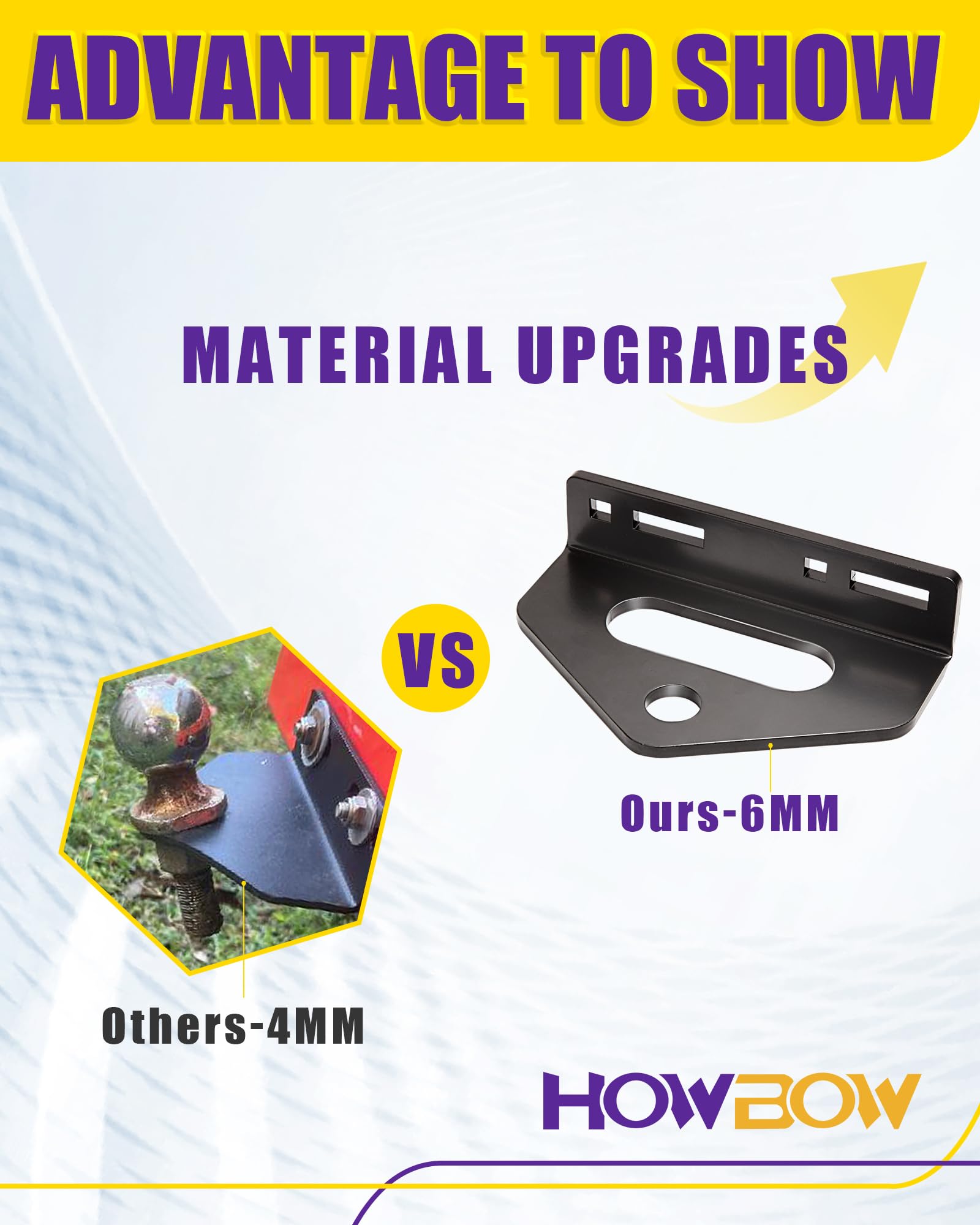 HOWBOW close-up of thick 1/4 inch steel plate demonstrating durable construction