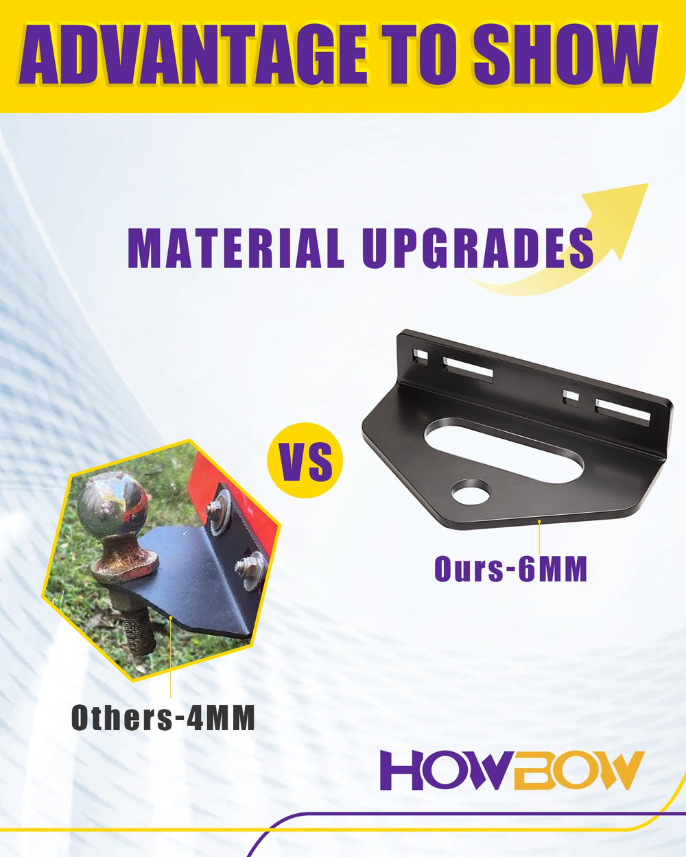 HOWBOW close-up of thick 1/4 inch steel plate demonstrating durable construction
