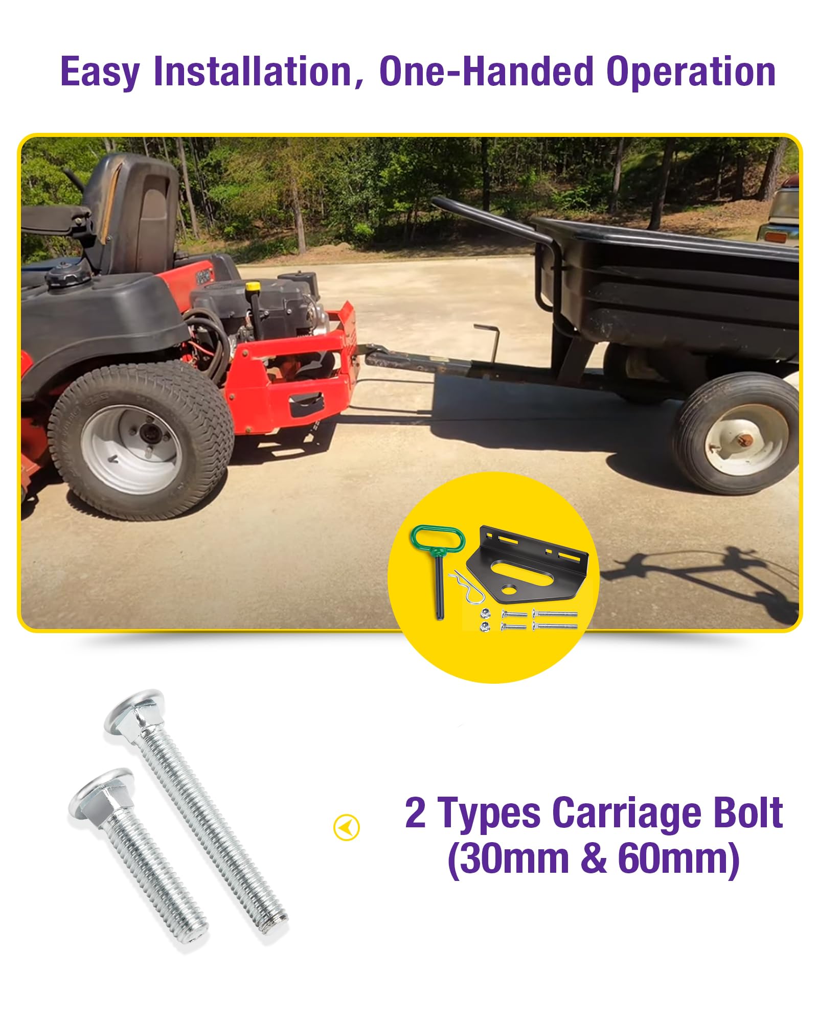 HOWBOW rubber-covered hitch pin with R-clip and secure one-handed operation