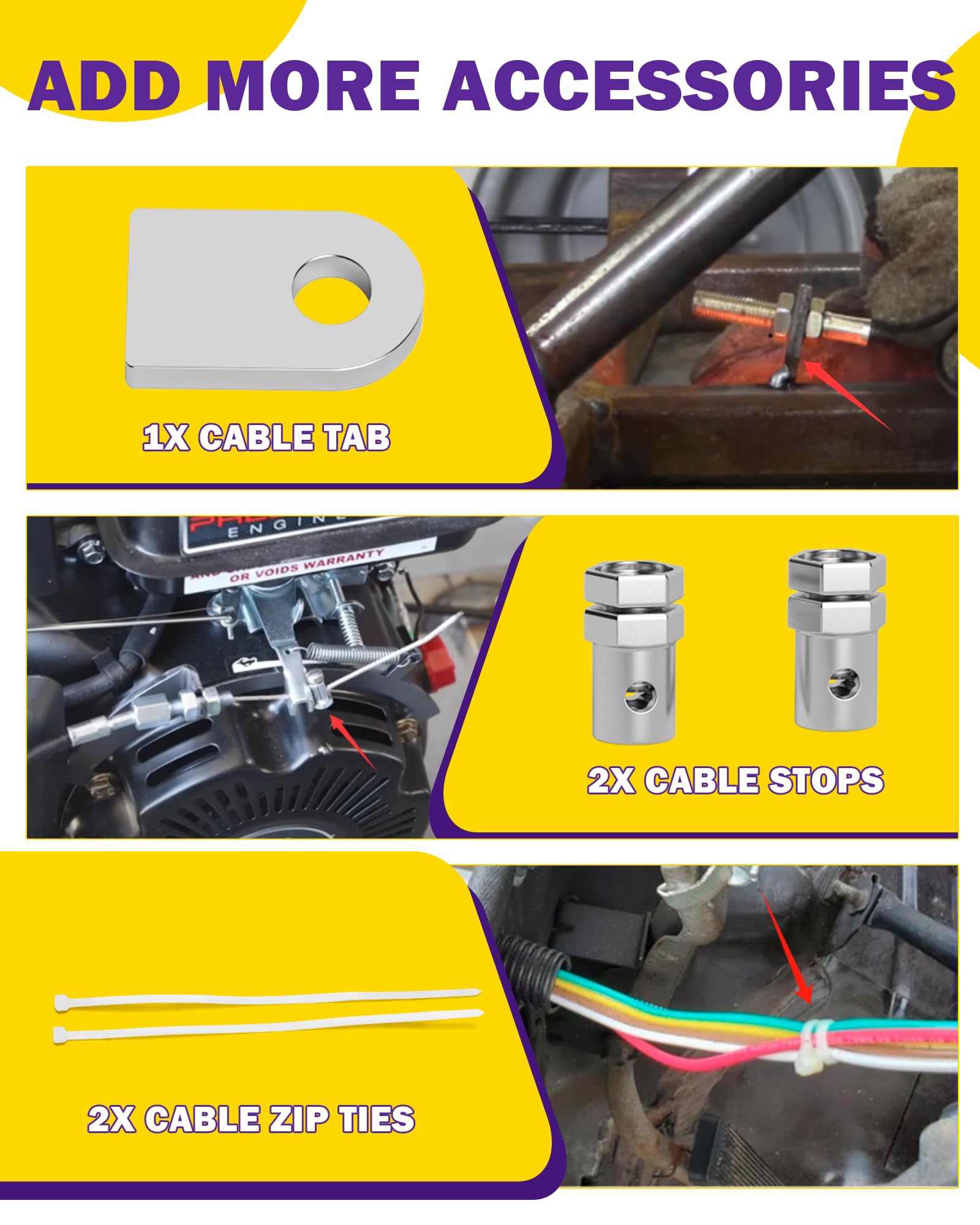 HOWBOW included nuts bolts cable stops and ties for hassle-free installation