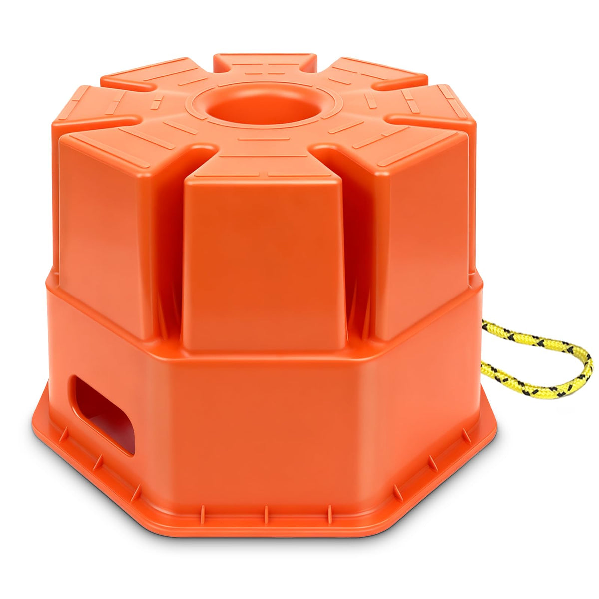 HOXWELL front view orange jack block showing stable base and packaging benefit
