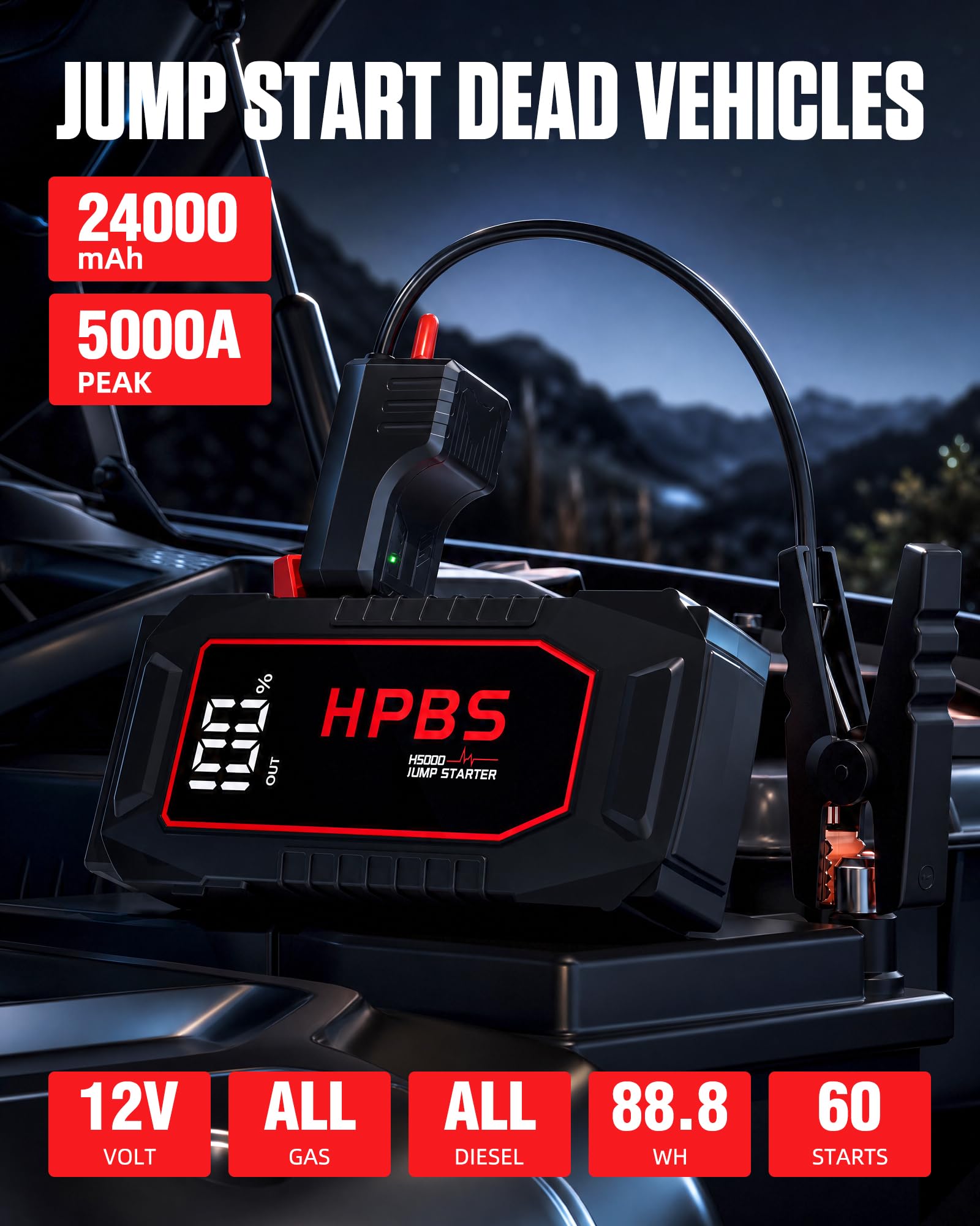 HPBS H5000 3-inch LCD close-up showing clear status for quick checks