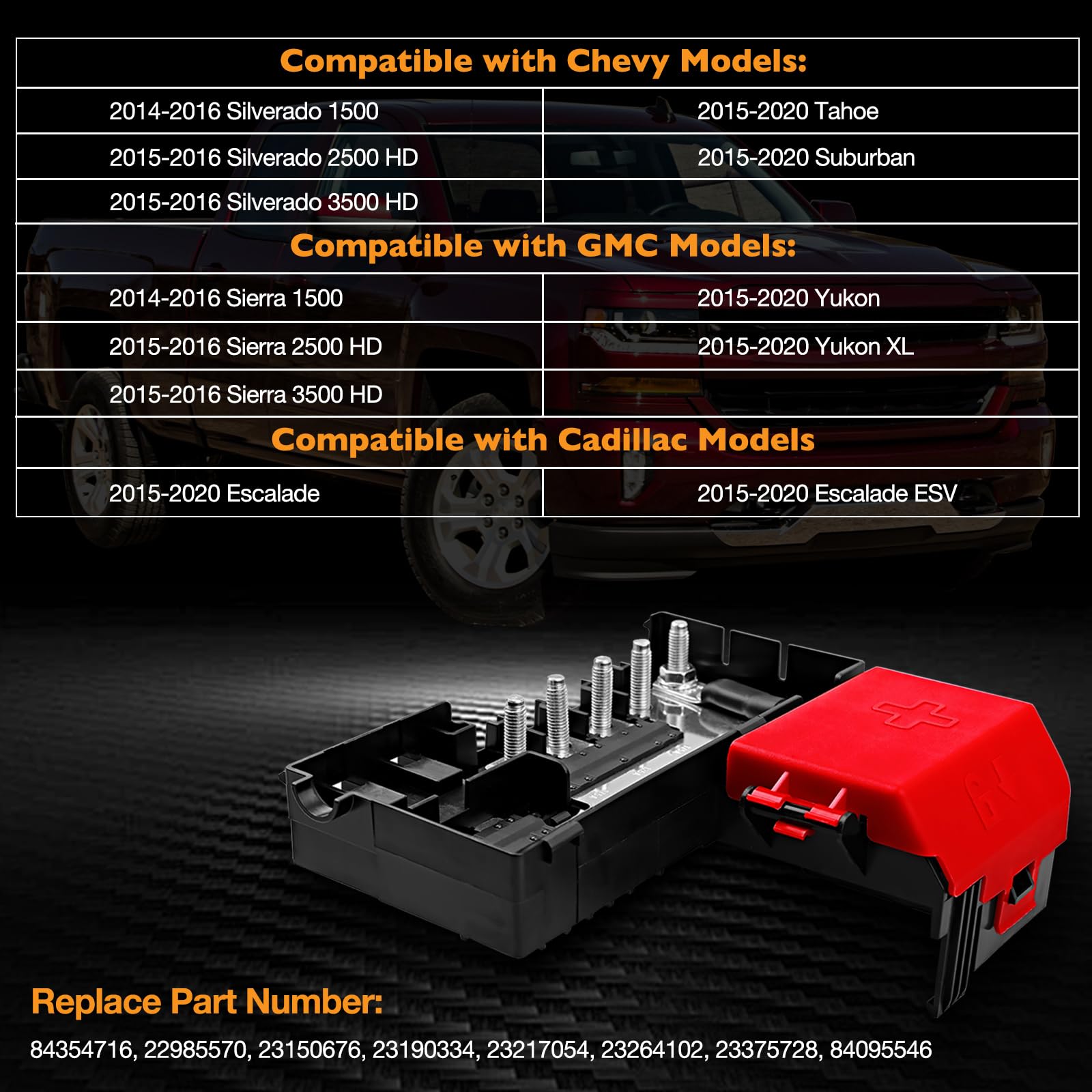 HQPASFY fuse block top label and ports highlighting compatibility and easy identification benefit