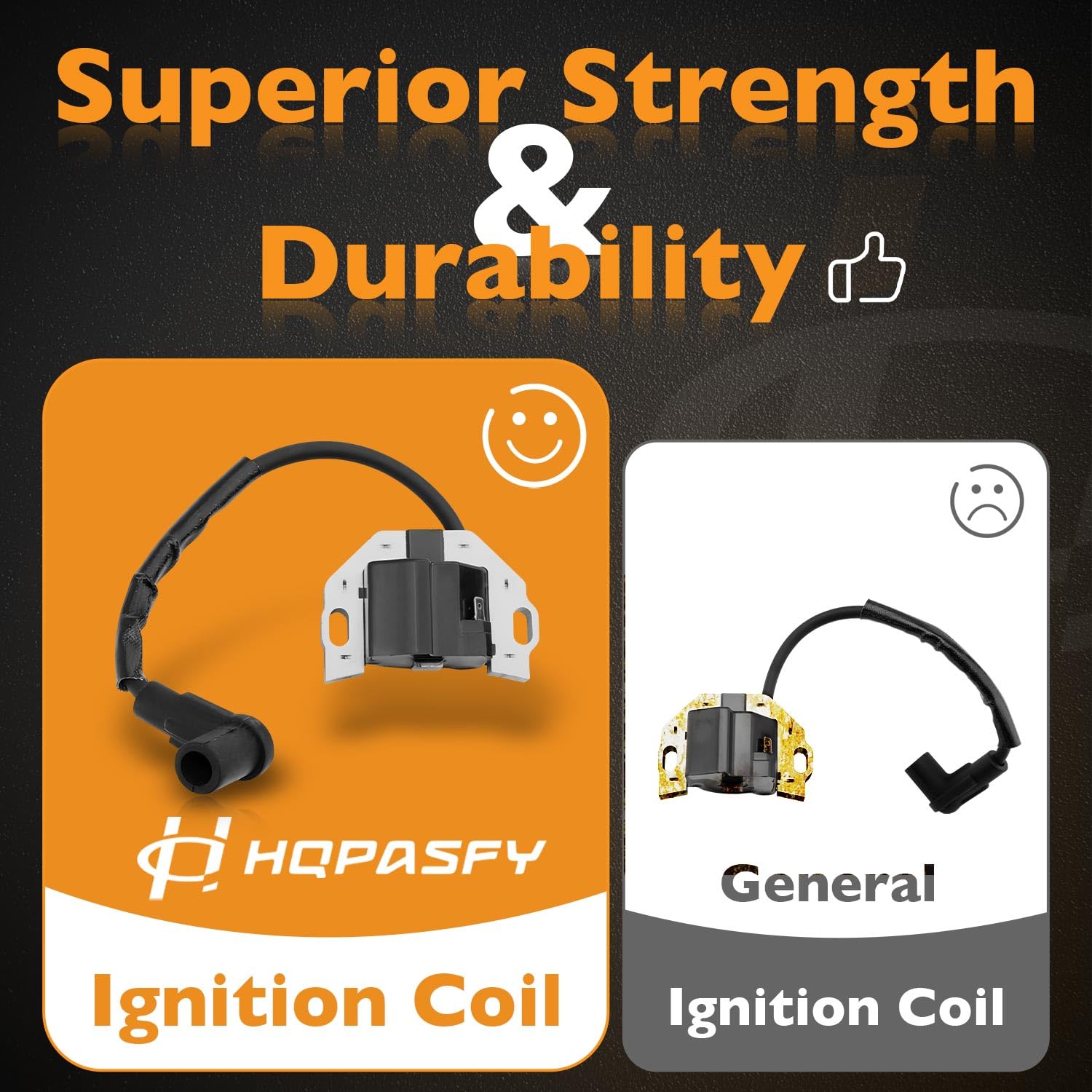 HQPASFY coil next to ruler size comparison for correct fit and fast identification
