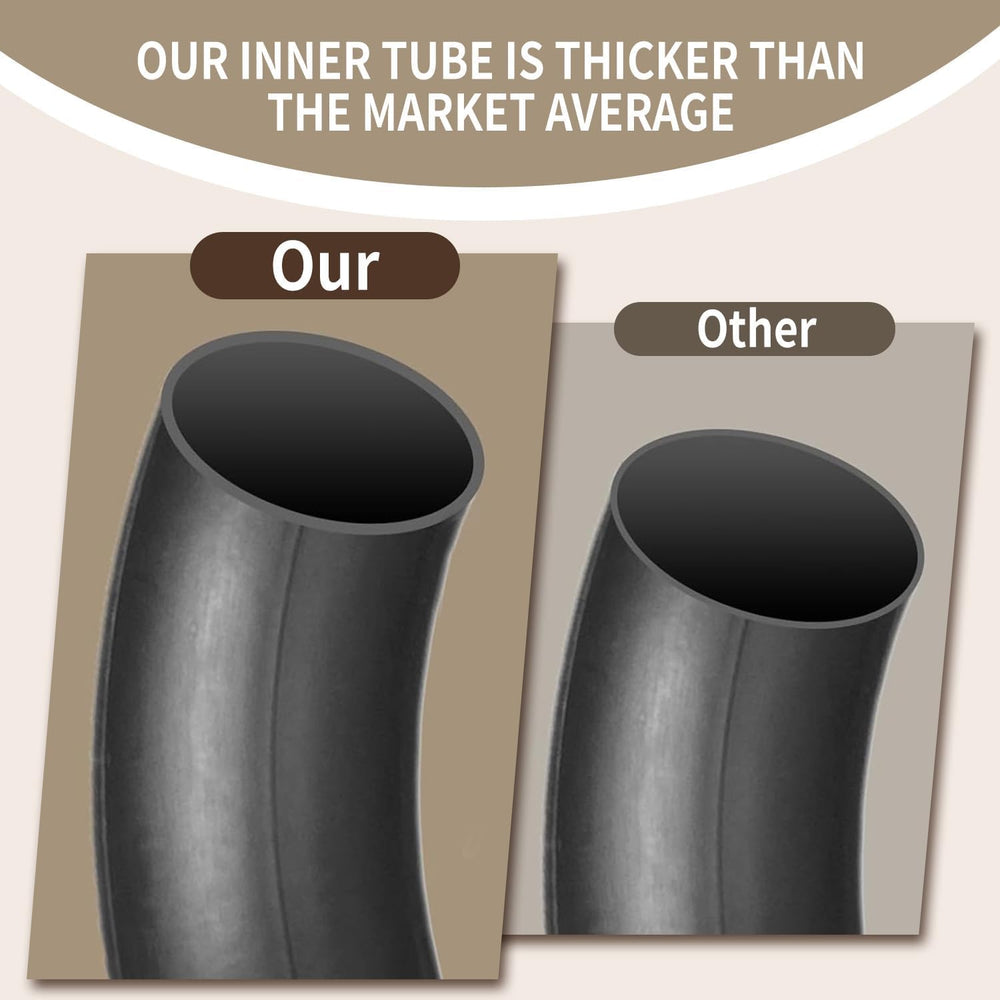 Hromra inner tube beside ruler showing accurate 17-inch size for compatibility