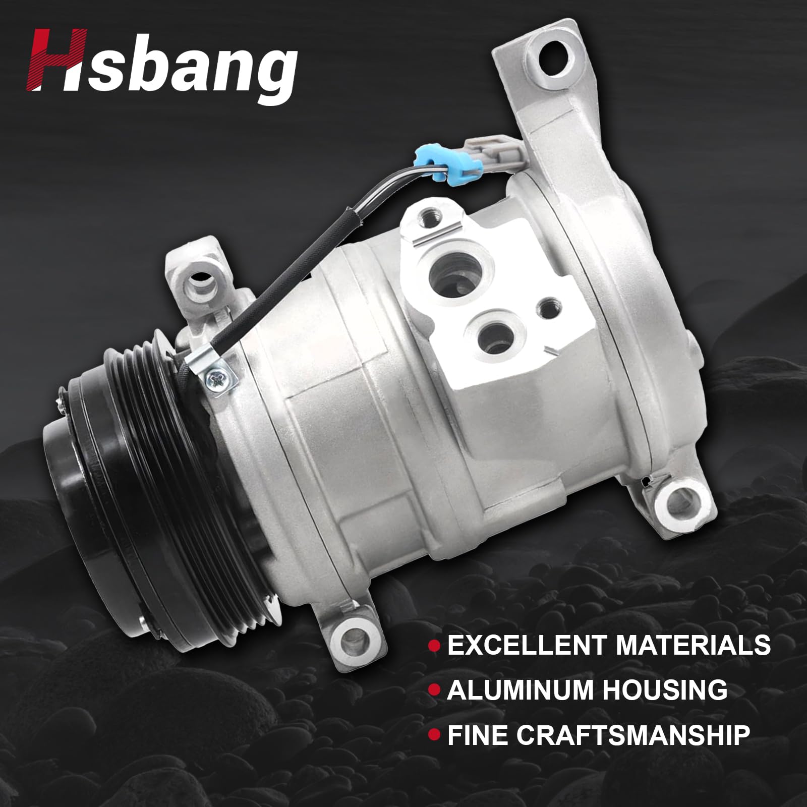 Hsbang compressor installed in engine bay demonstrating OEM-style fit