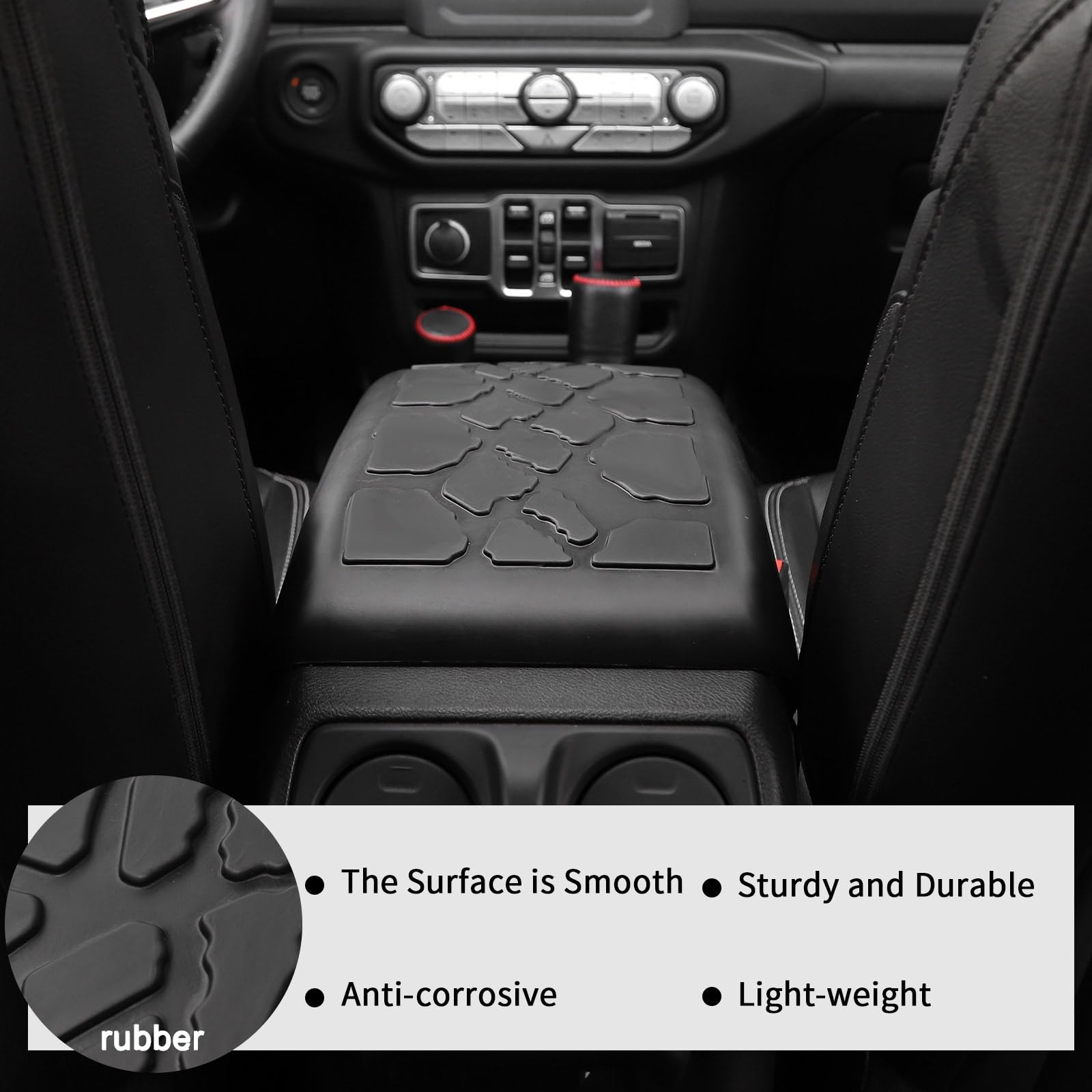 HTHE side angle showing snug installation on Jeep console for stability