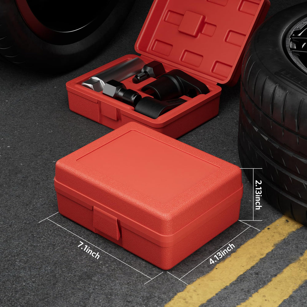 HTOMT socket in use on car exhaust depicting safe O2 sensor removal and reduced wire damage