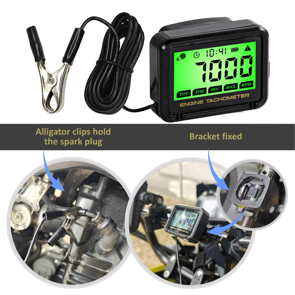 HTPREC tachometer installed on a dirt bike giving instant RPM feedback